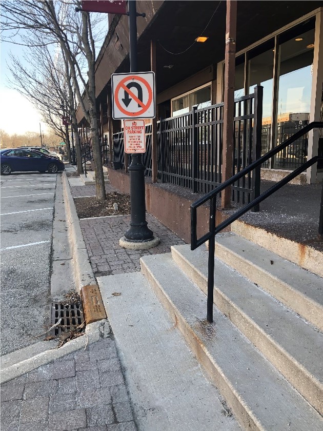 Image of stairs leading to downtown shops