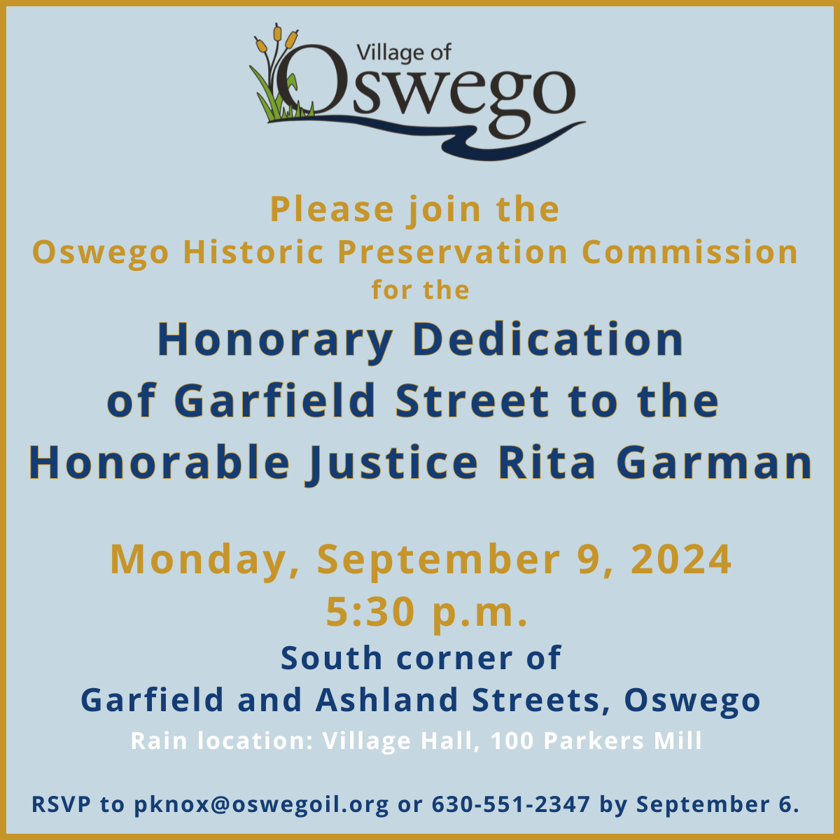 Invite Garman Honorary Street Dedication website